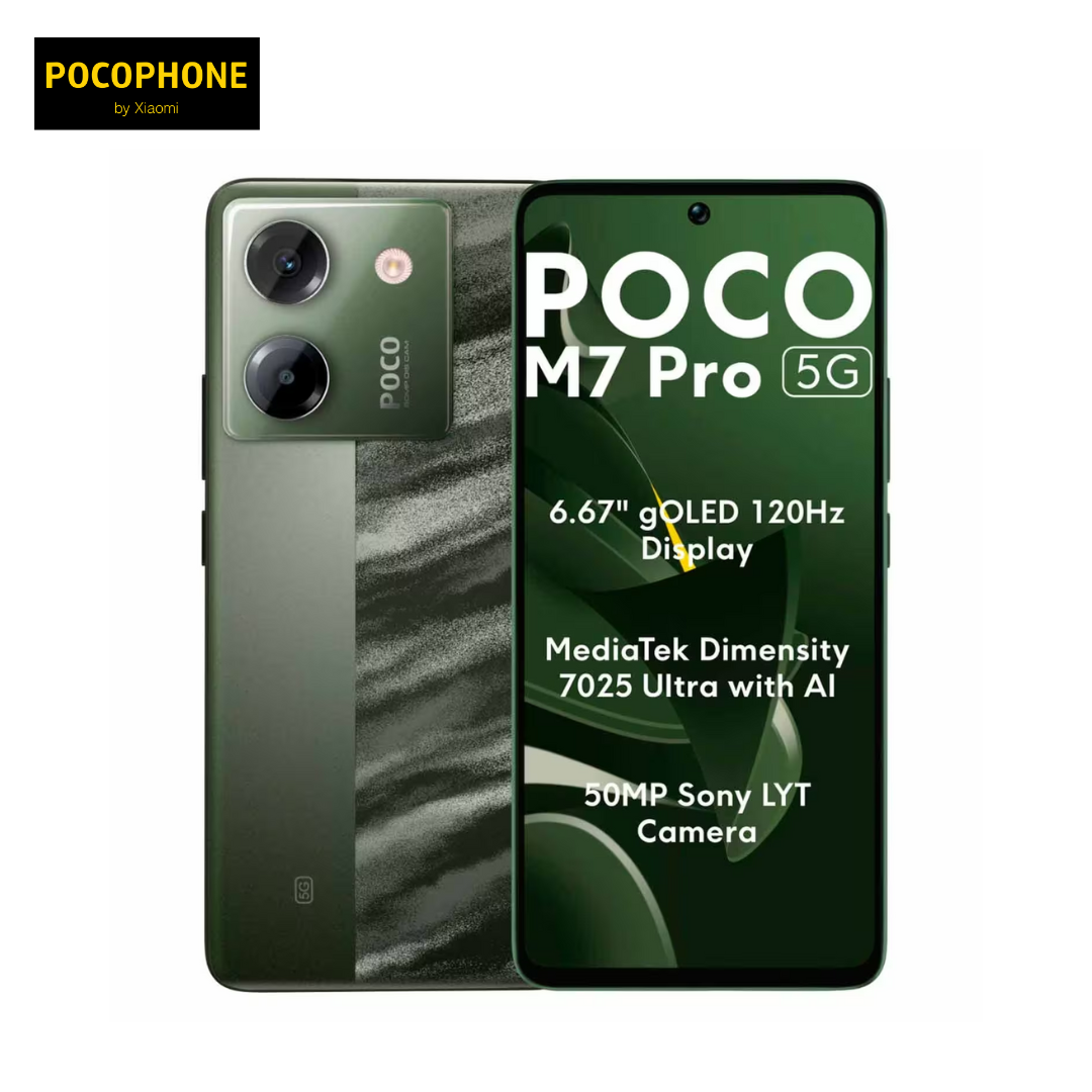 Poco M7 Pró 5G, NFC, 256GB, 8GB Ram, Global, Verde - Mercado do Vale