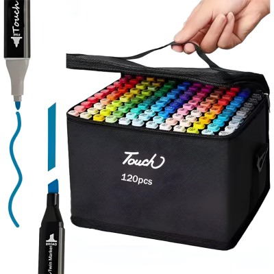 Kit Canetinhas Marcadoras C/ Ponta Dupla 120 Cores Mkb-120